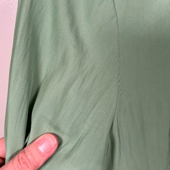 Ramy Brook Mini Wrap Dress Size Small Green Long Sleeve Vacation Brunch Resort - Picture 8 of 11